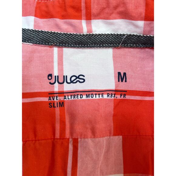 Jules Women's Medium Orange/White Buffalo Check Lightweight Summer Blouse - Picture 3 of 7